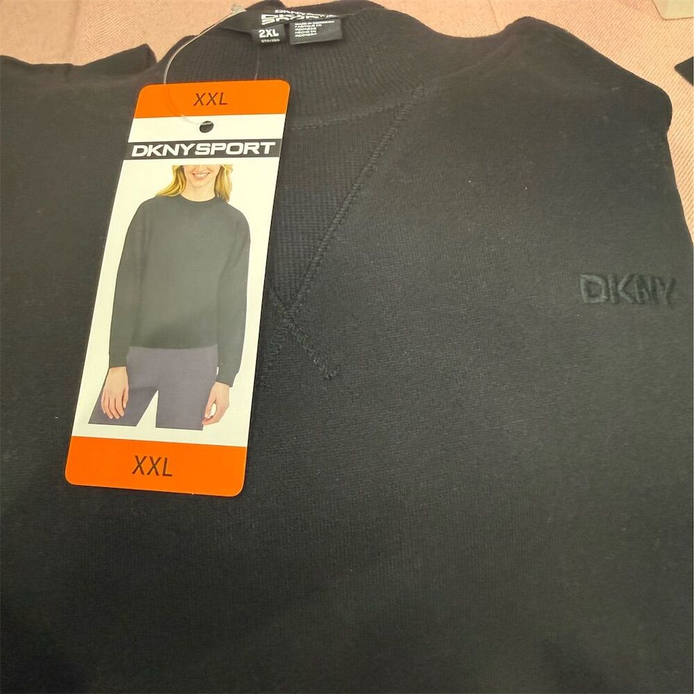 2/20 DKNY Sport women’s Crewneck Sweatshirt 2XL Black Pullover Long Sleeve soft